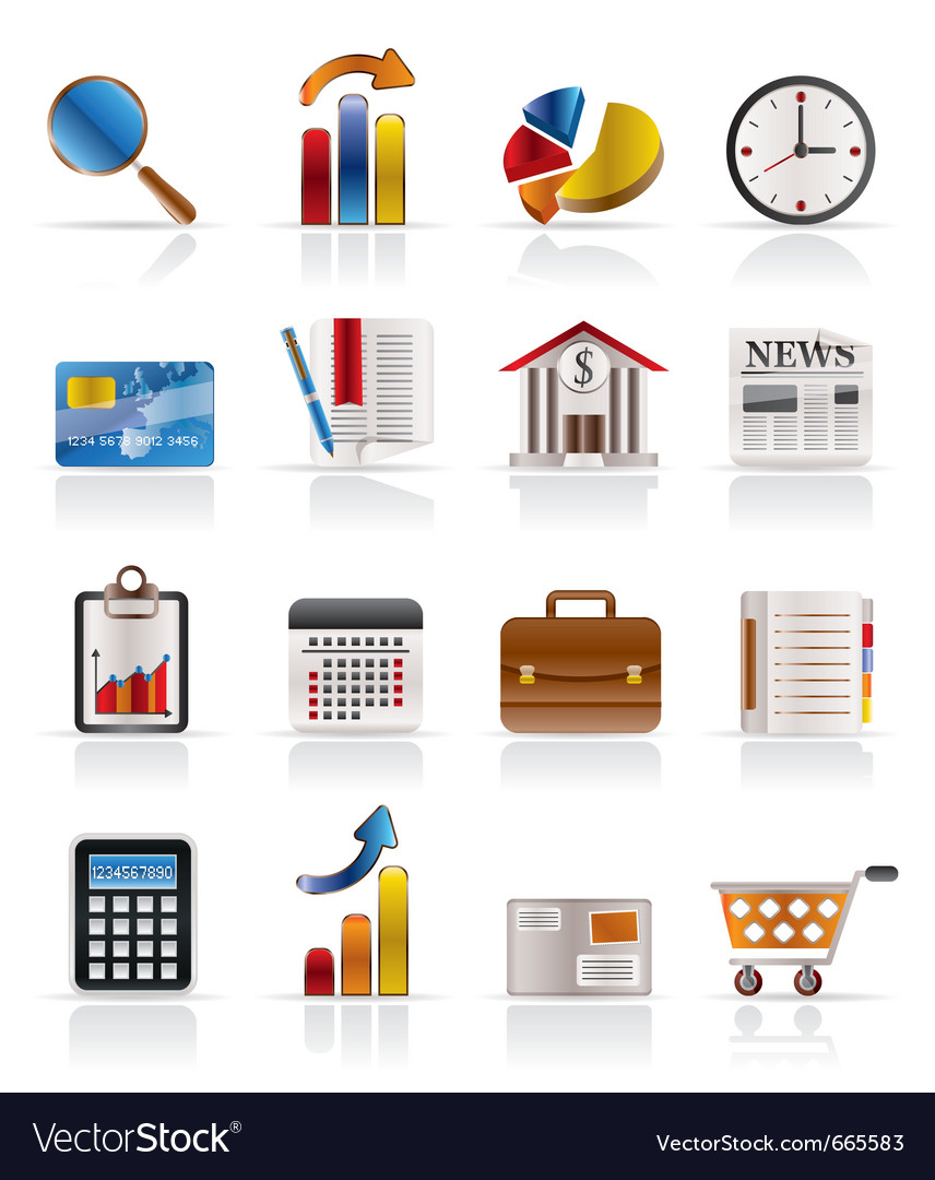 Business and office realistic internet icons