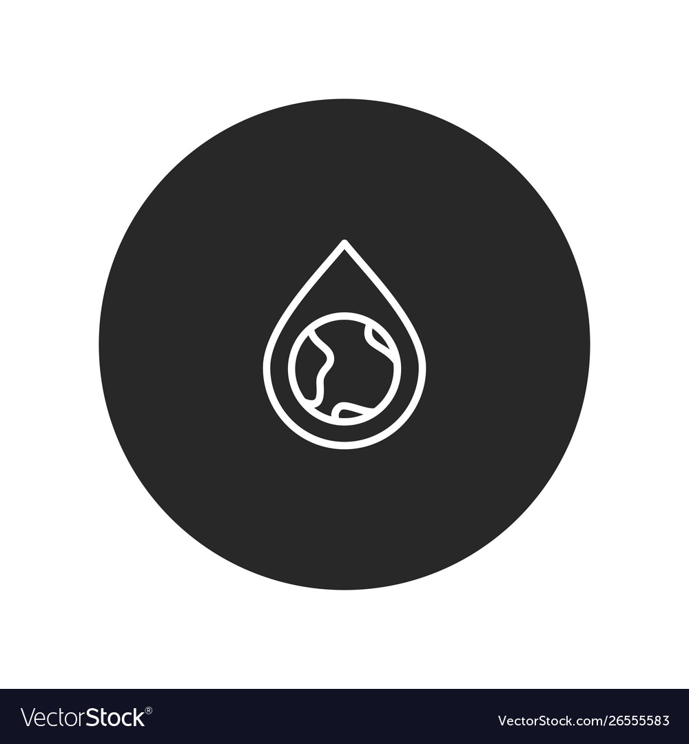 Earth planet in water drop icon