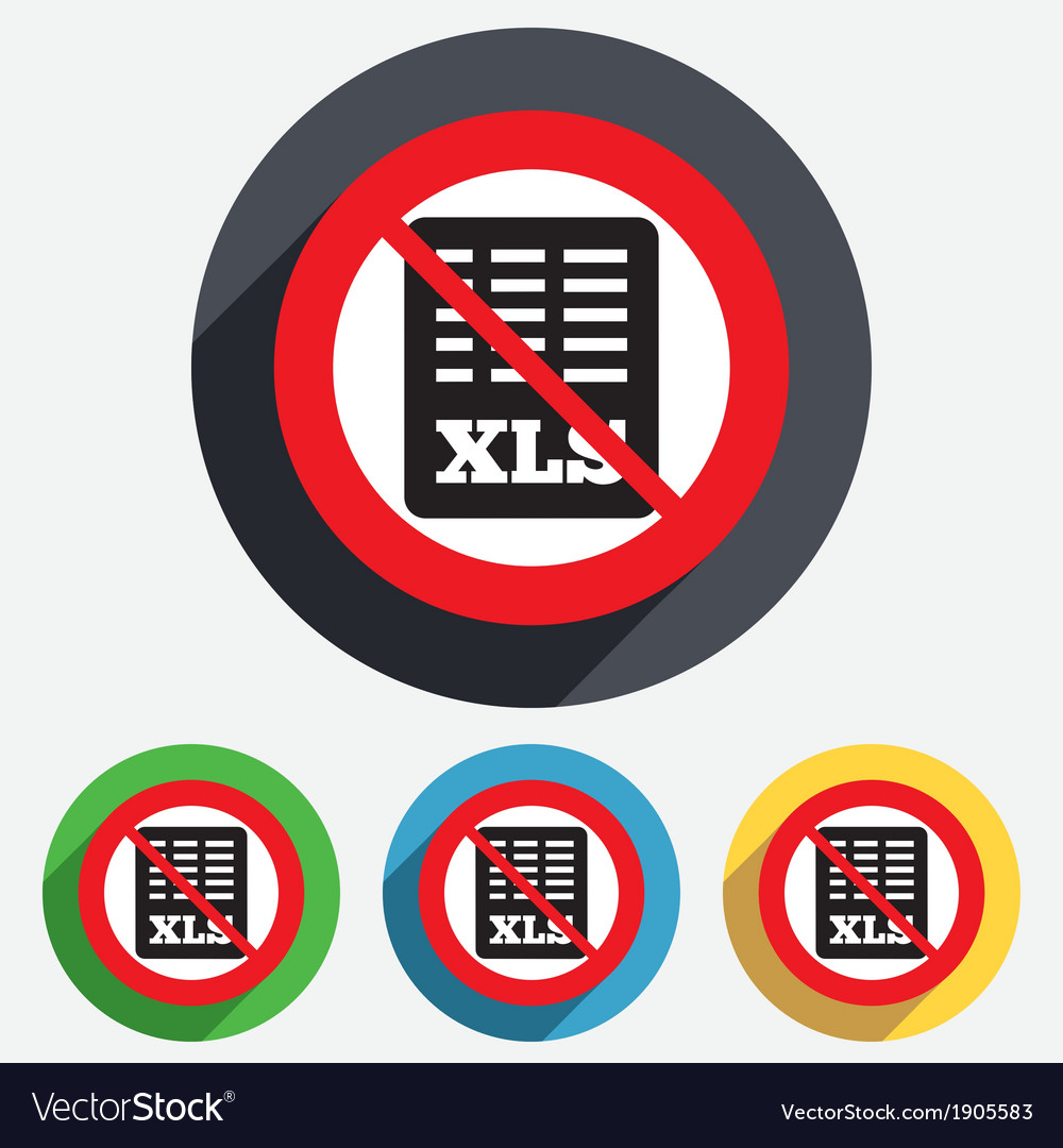 Excel File Document Icon No Download Xls Button Vector Image