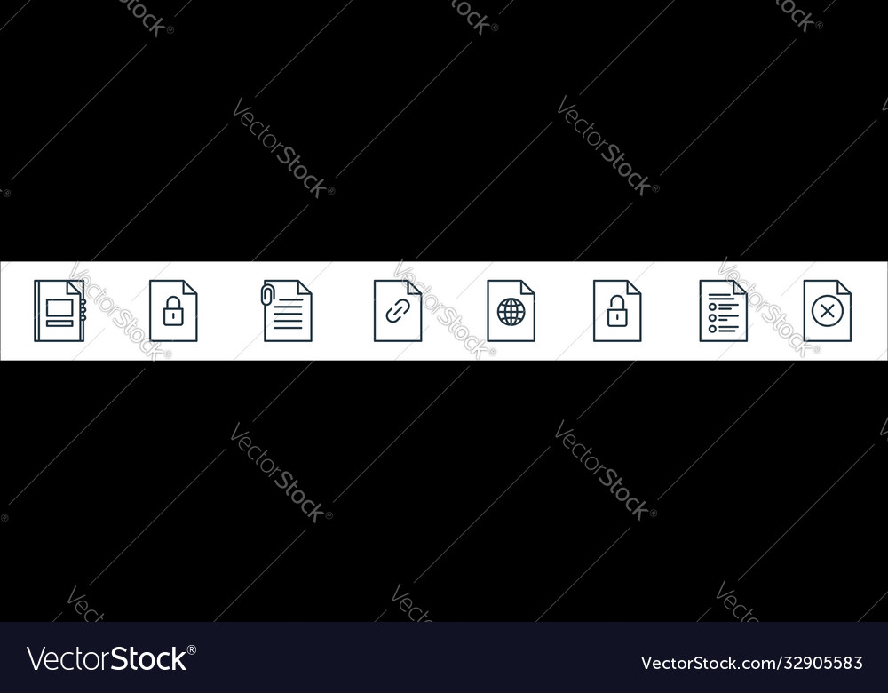 File and document outline line icons linear set vector image File and document outline line icons linear set