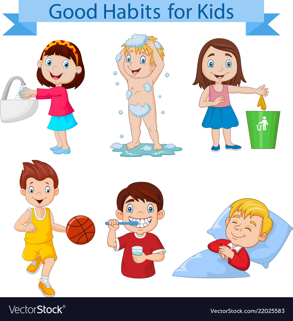 Good habits collection for kids Royalty Free Vector Image