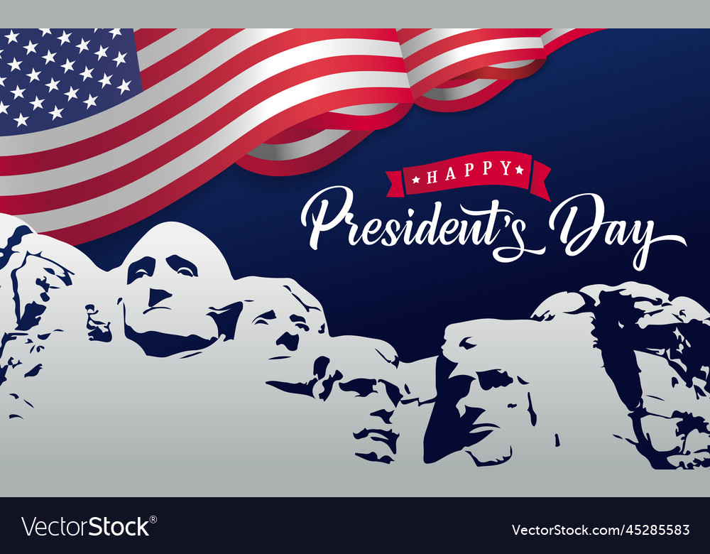 Happy presidents day card flag and mount rushmore Vector Image