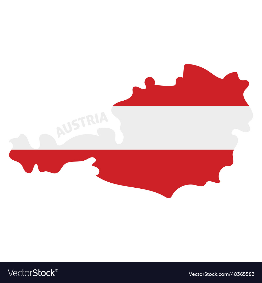 Isolated colored map of austria with its flag