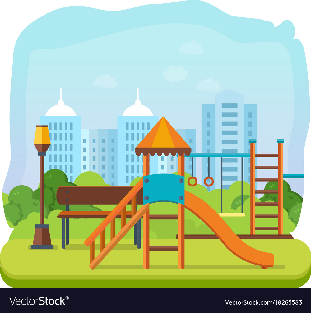 Kids playground park of entertainment Royalty Free Vector