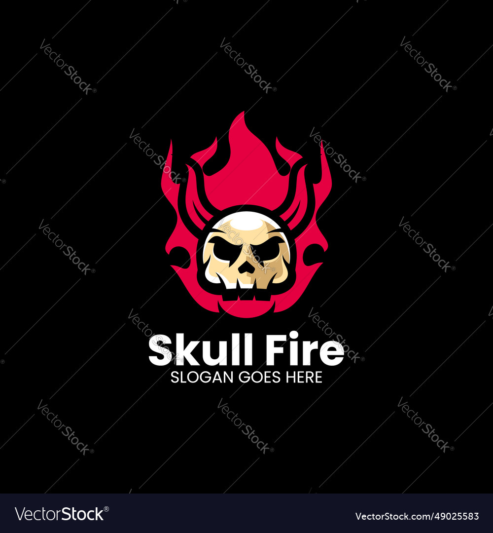 Logo skull fire simple mascot style