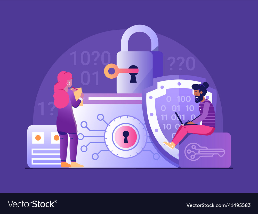 Password storage and data encryption flat scene