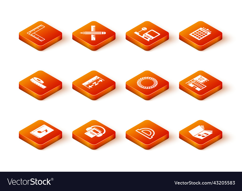 Set audio book tape measure measuring height vector image Set audio book tape measure measuring height
