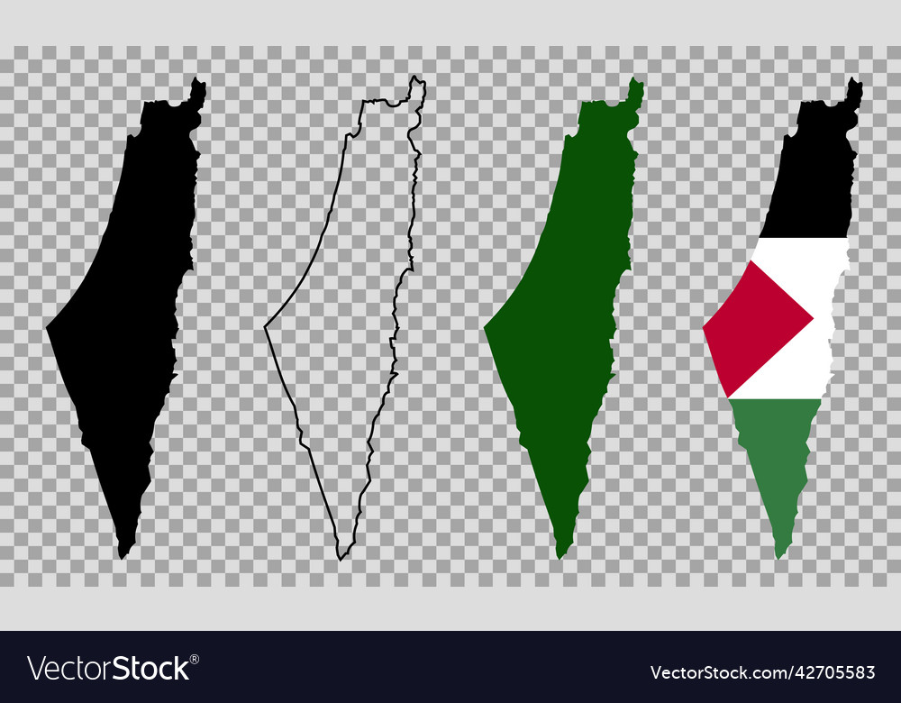 Set map flag of palestine isolated on white Vector Image