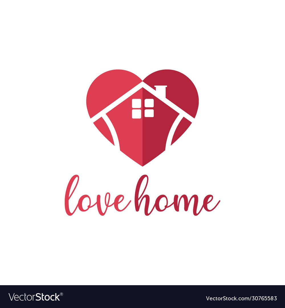 Simple icon house with heart shape within
