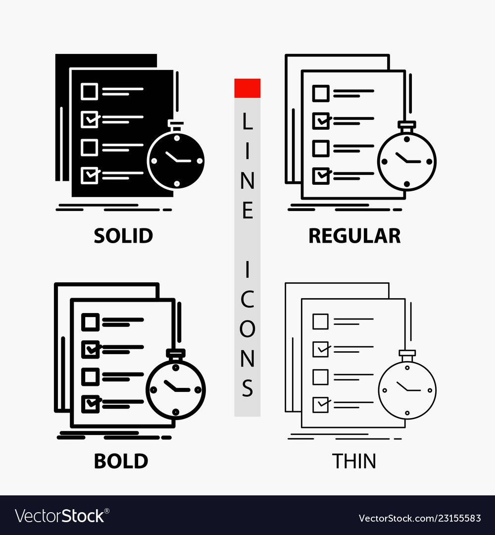 Todo task list check time icon in thin regular vector image Todo task list check time icon in thin regular