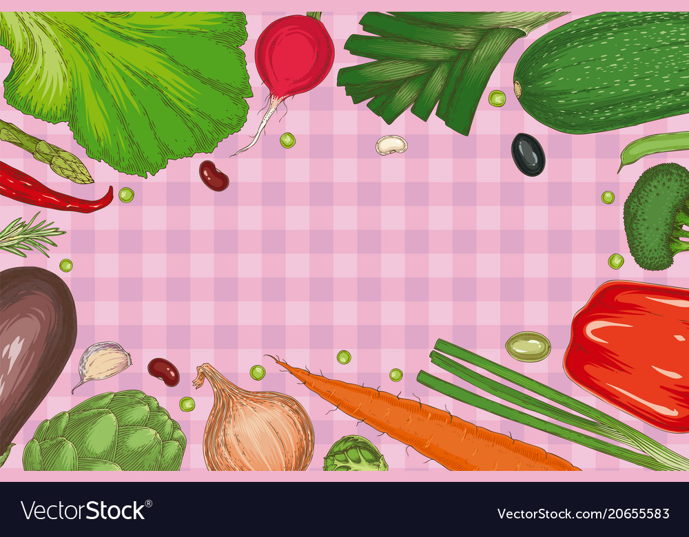 vegetable frame menu template royalty free vector image