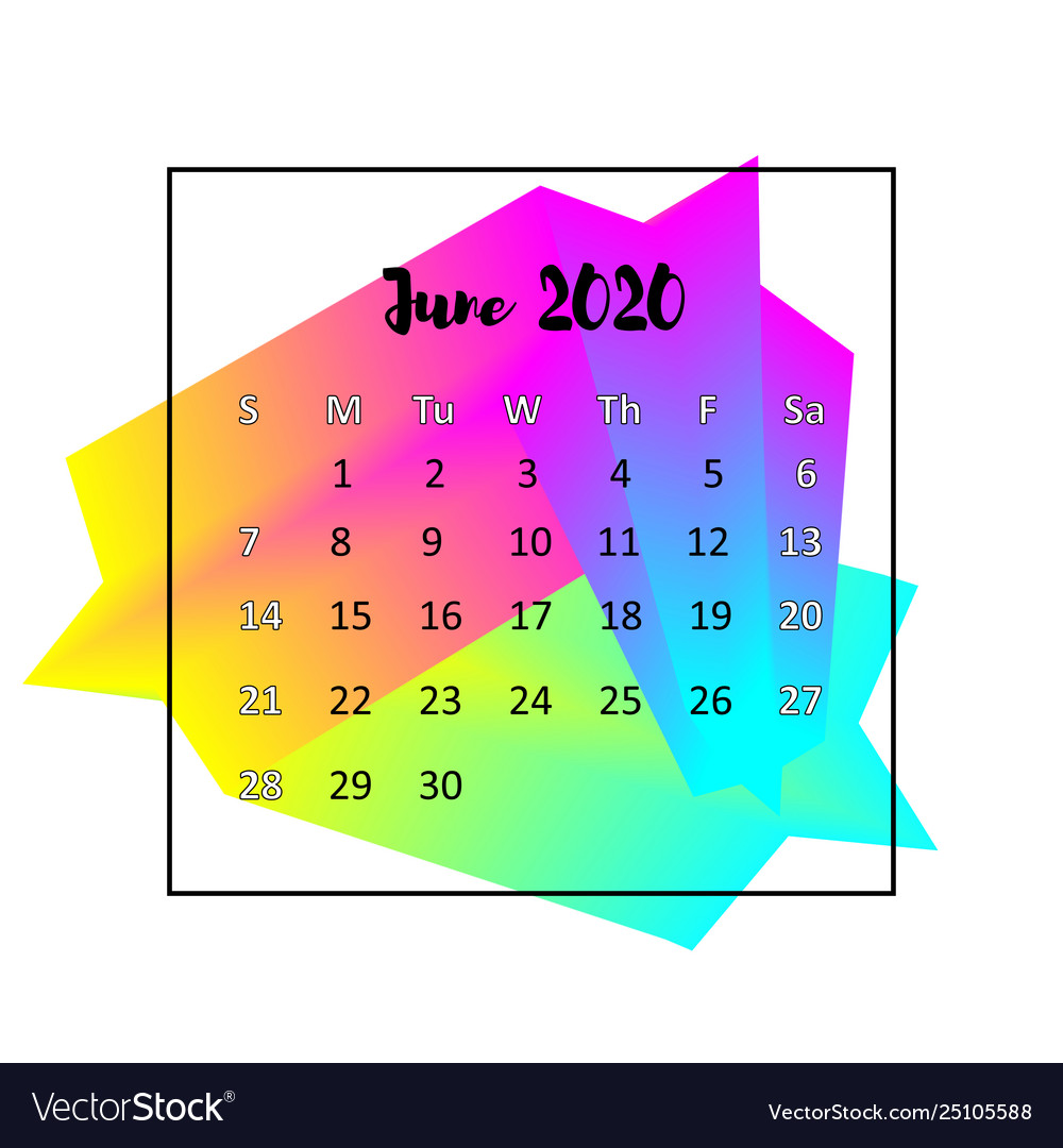 2020 calendar design abstract concept june vector image 2020 calendar design abstract concept june