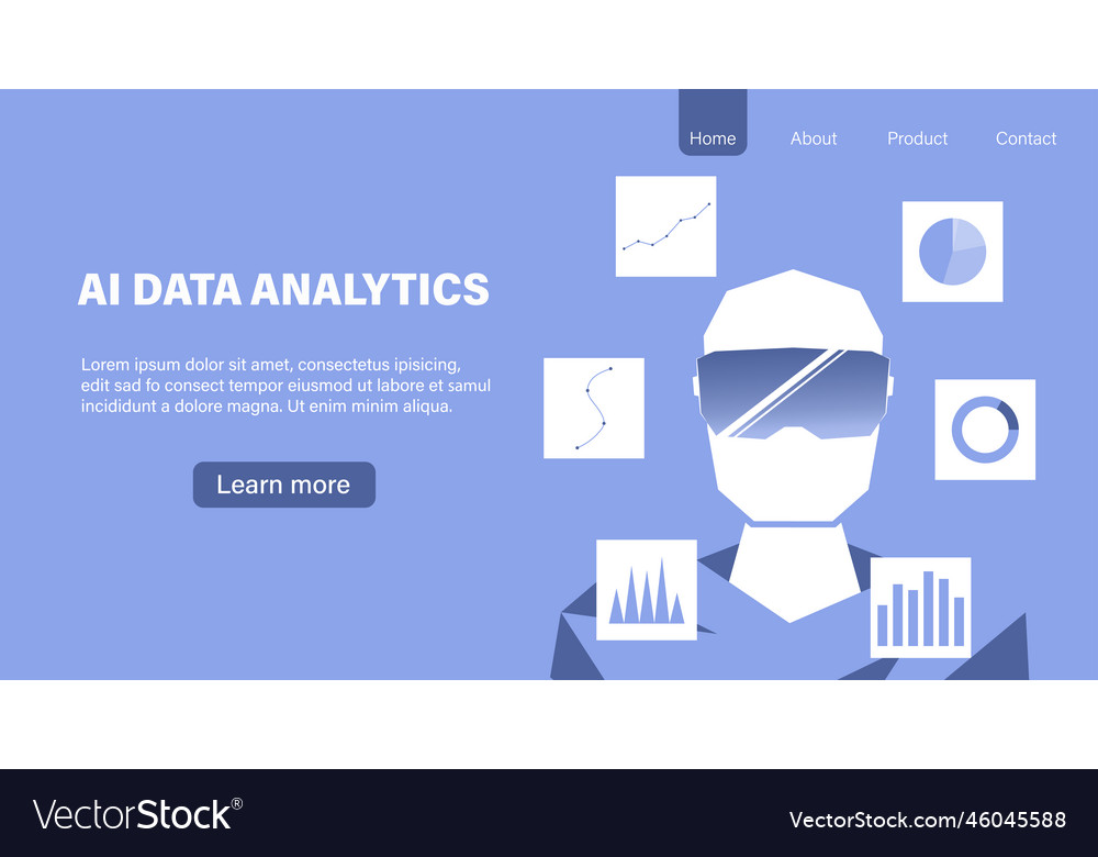 Artificial intelligence in data analysis vector image Artificial intelligence in data analysis