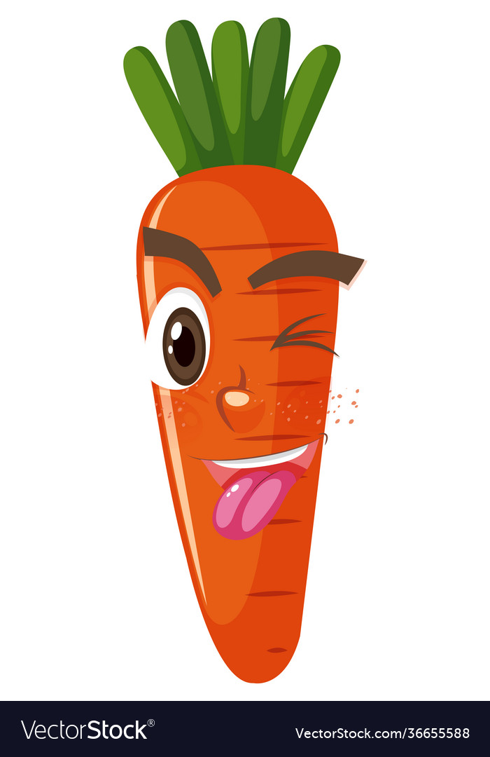 Carrot cartoon character with facial expression Vector Image