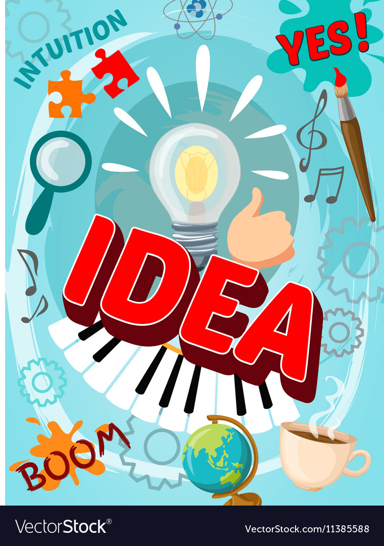 Creative brain poster Royalty Free Vector Image