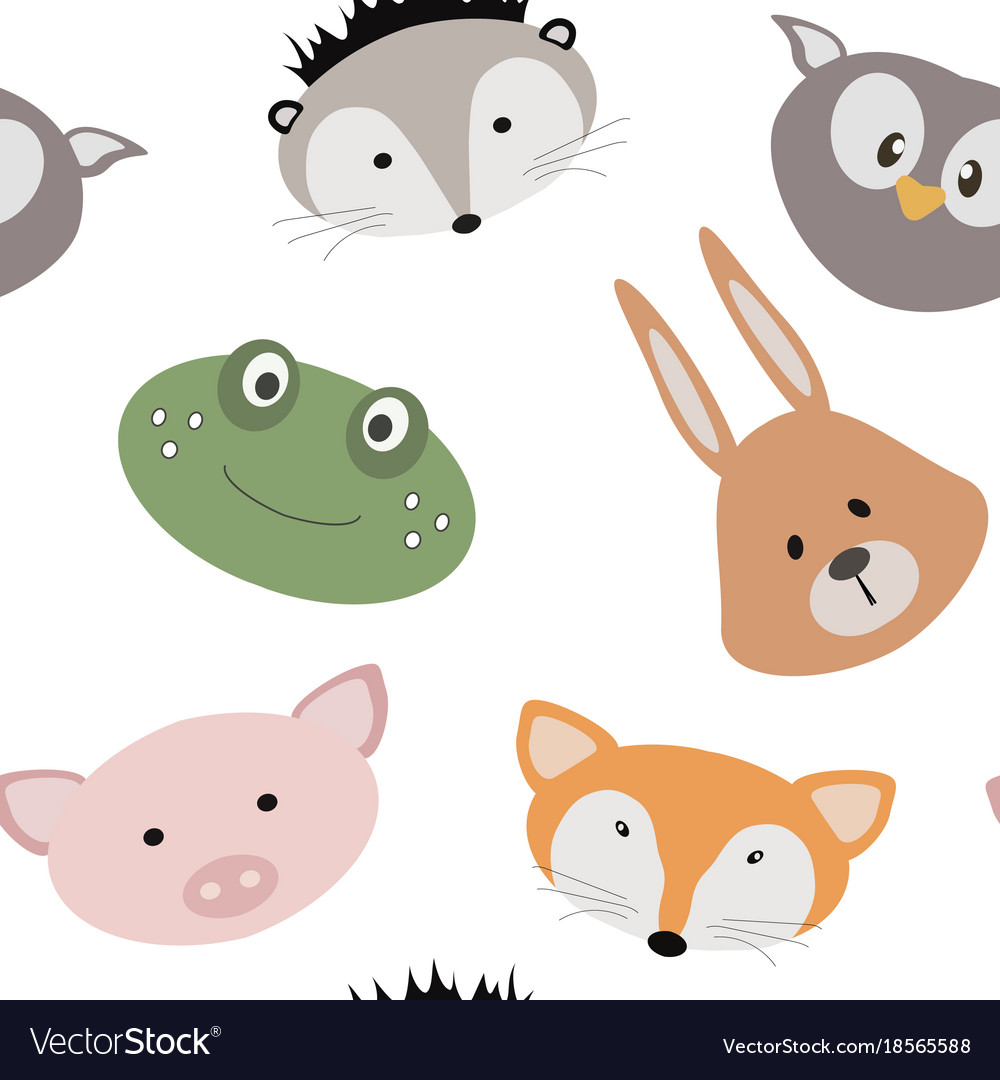 Cute Cartoon Animal Seamless Pattern