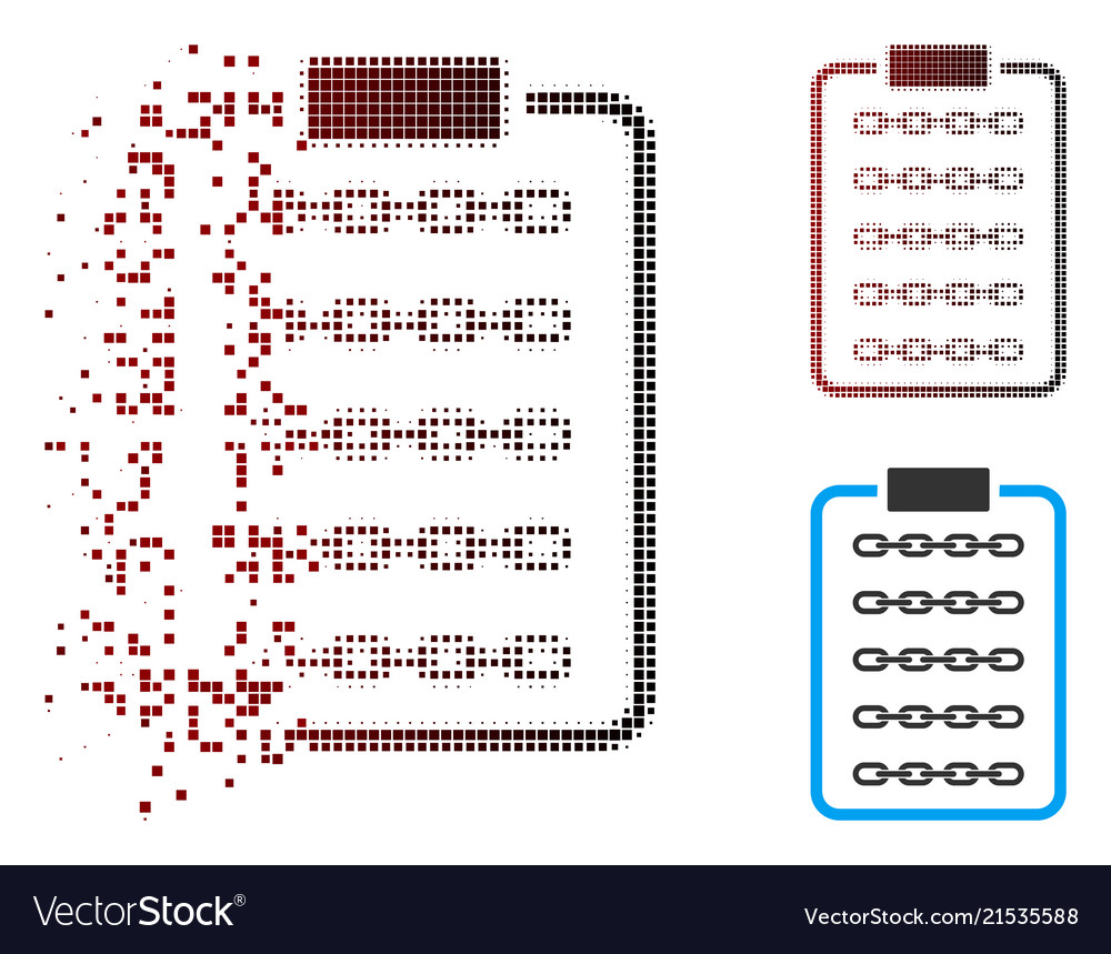 Disintegrating pixel halftone blockchain list page