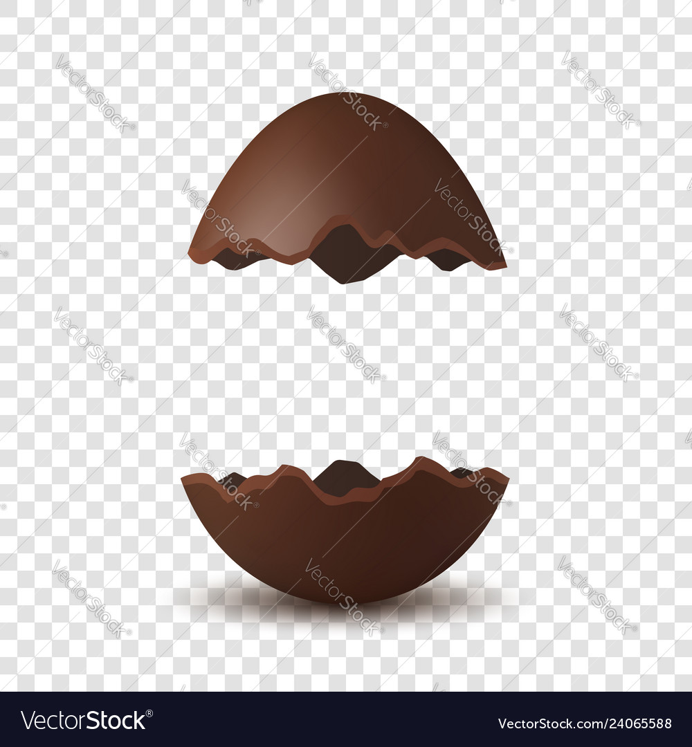 Chocolate easter egg with the top broken off Stock Photo - Alamy