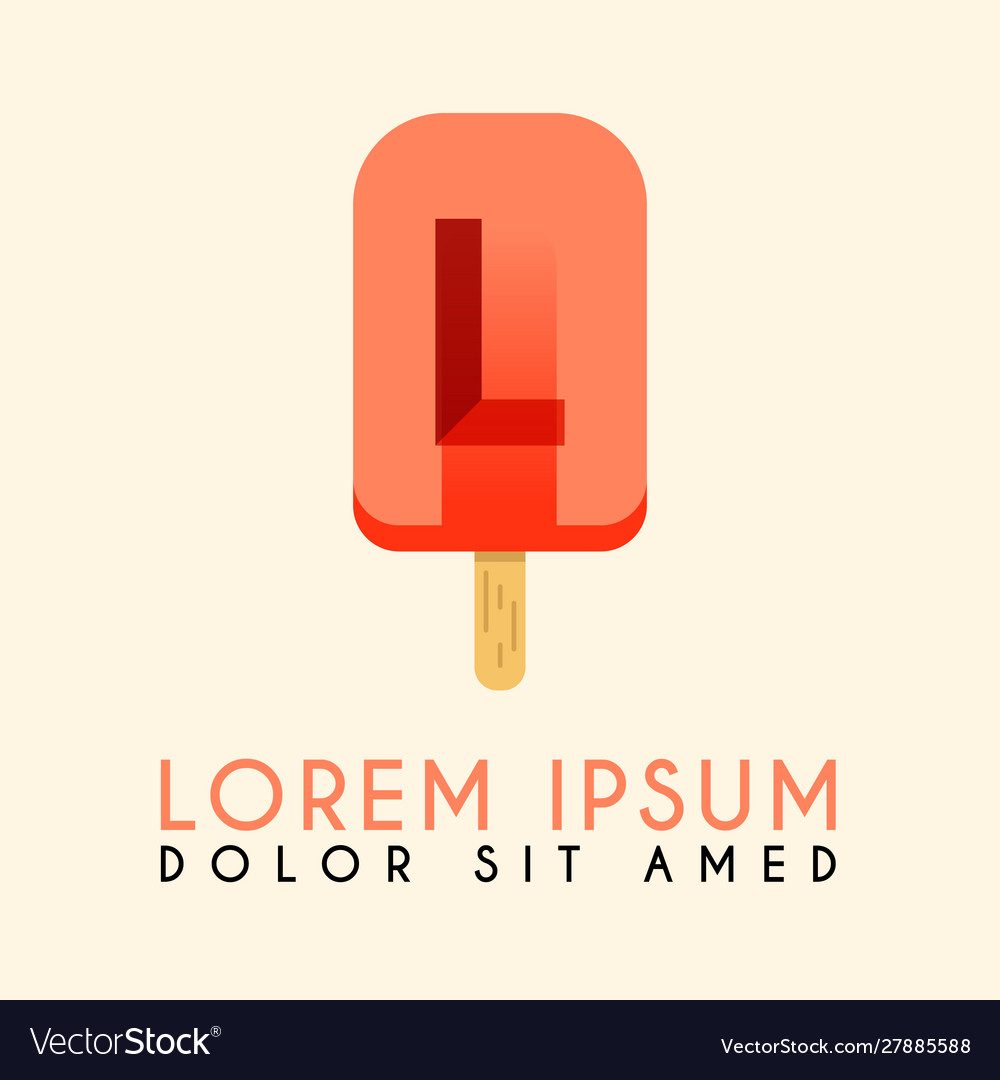 Ice cream stick l letter logo red Royalty Free Vector Image