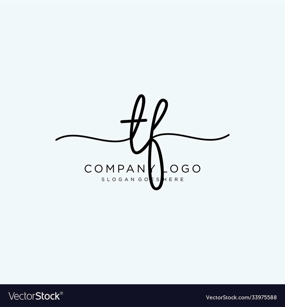 Initial tf handwriting logo with circle template Vector Image