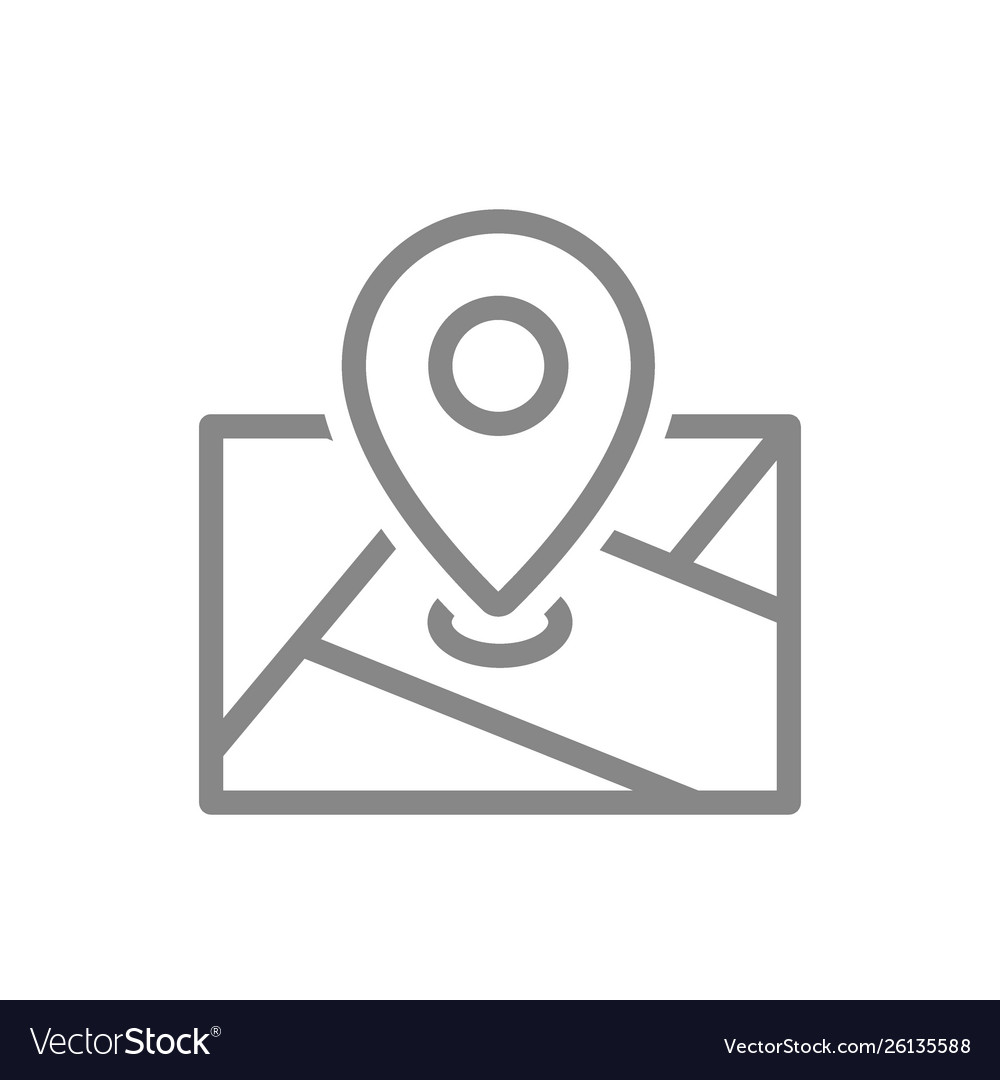 Map navigation line icon location pin symbol vector image Map navigation line icon location pin symbol