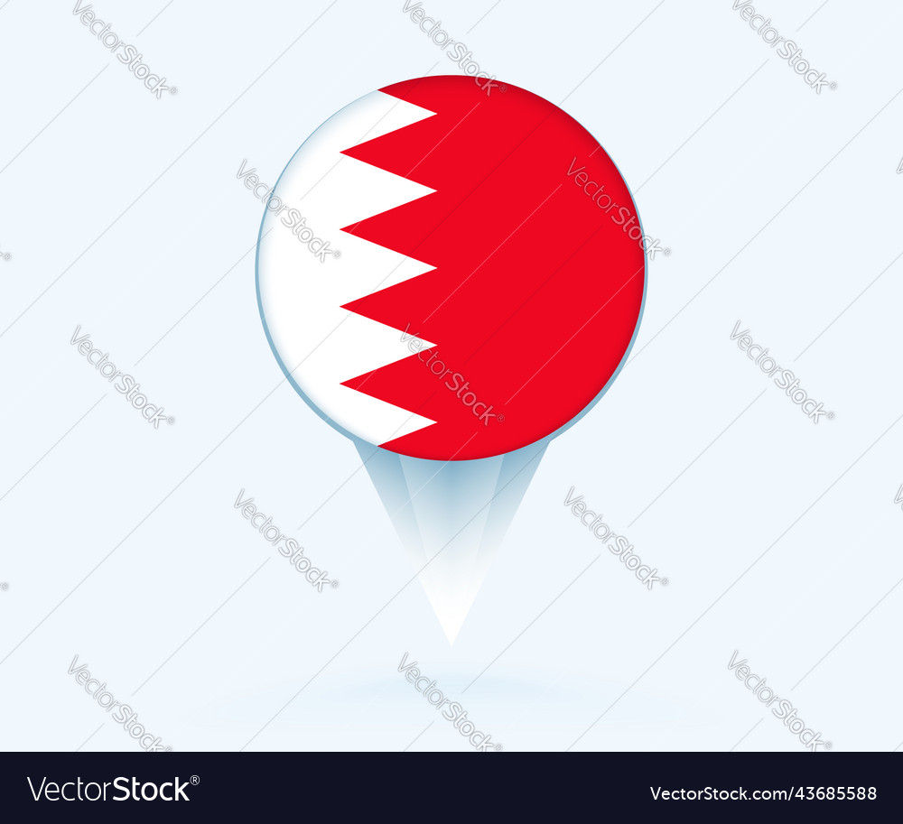 Map pointer with flag of bahrain