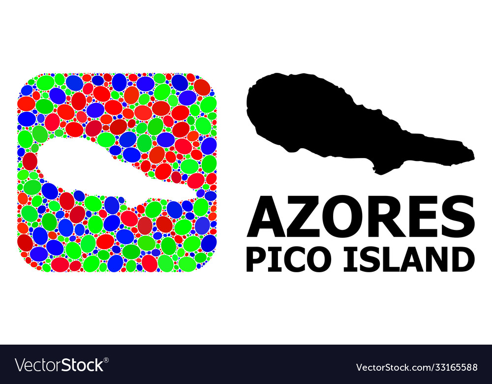 Mosaic hole and solid map pico island vector image Mosaic hole and solid map pico island
