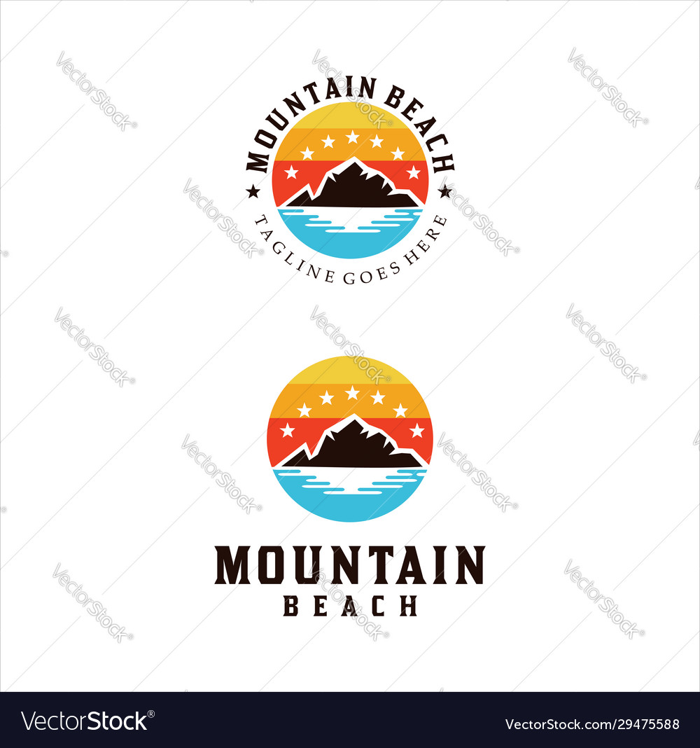 Mountain beach sea adventure logo design vector image Mountain beach sea adventure logo design