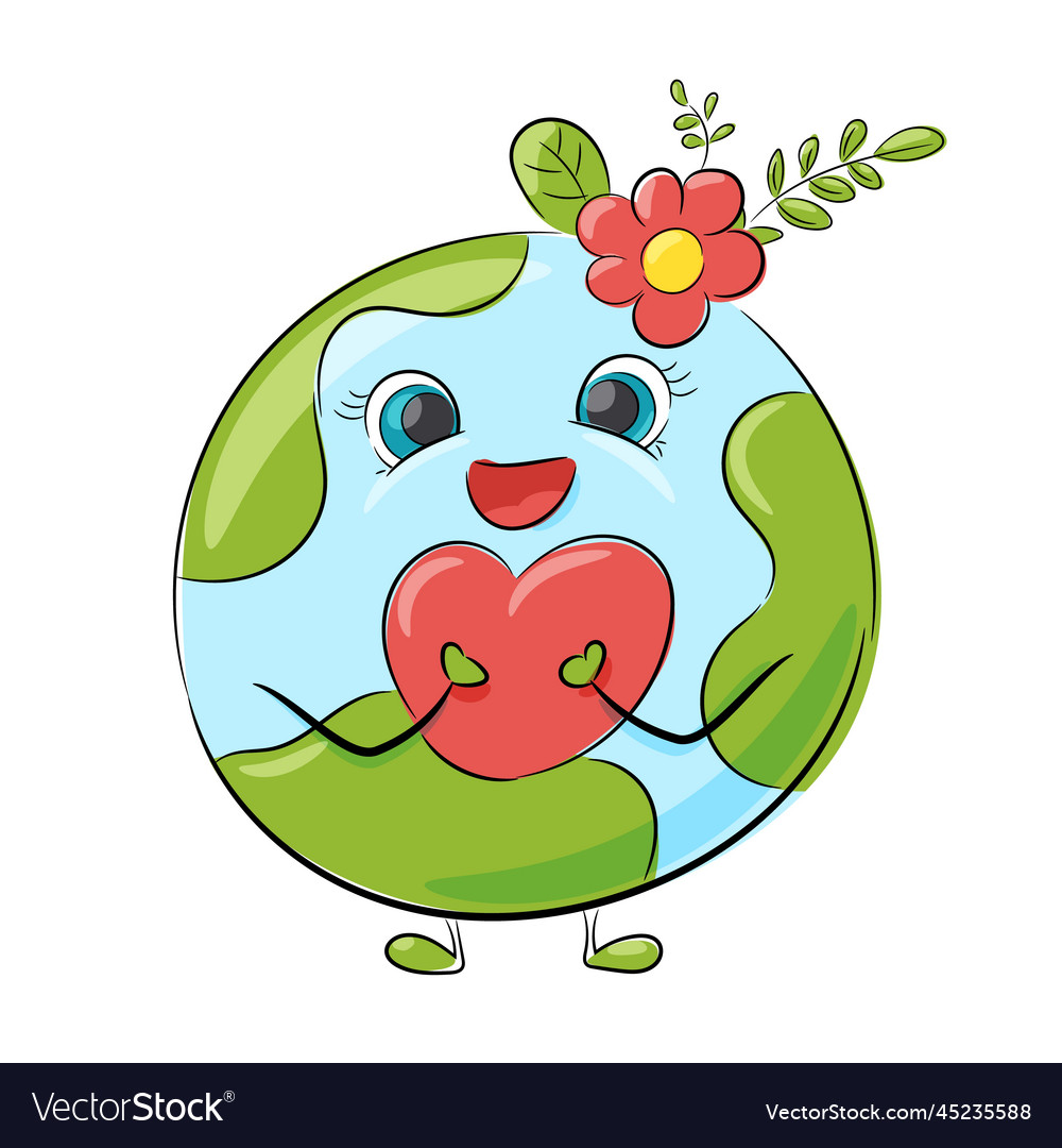 Planet earth with heart in hand preservation Vector Image