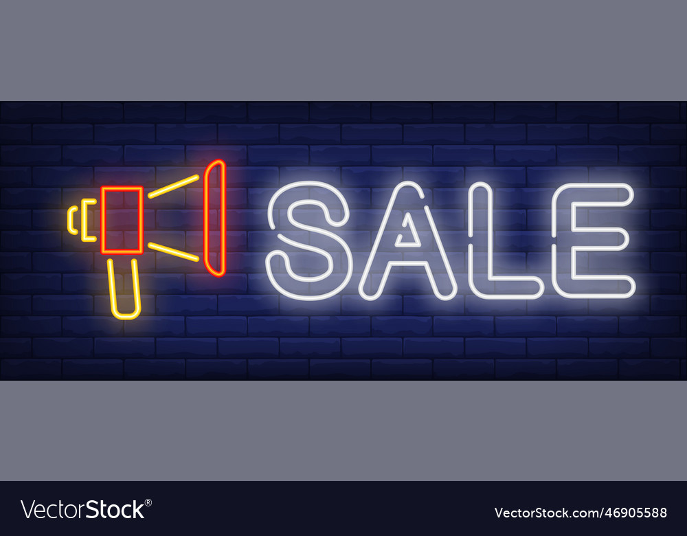 Sale neon text with megaphone