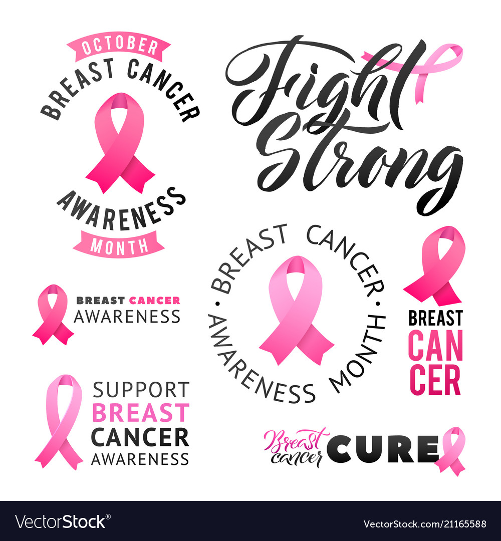Set labels breast cancer awareness Royalty Free Vector Image