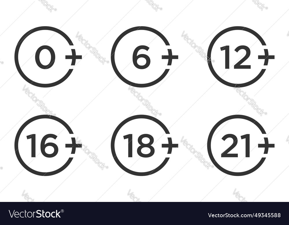 Set marks age limit sing restriction icons
