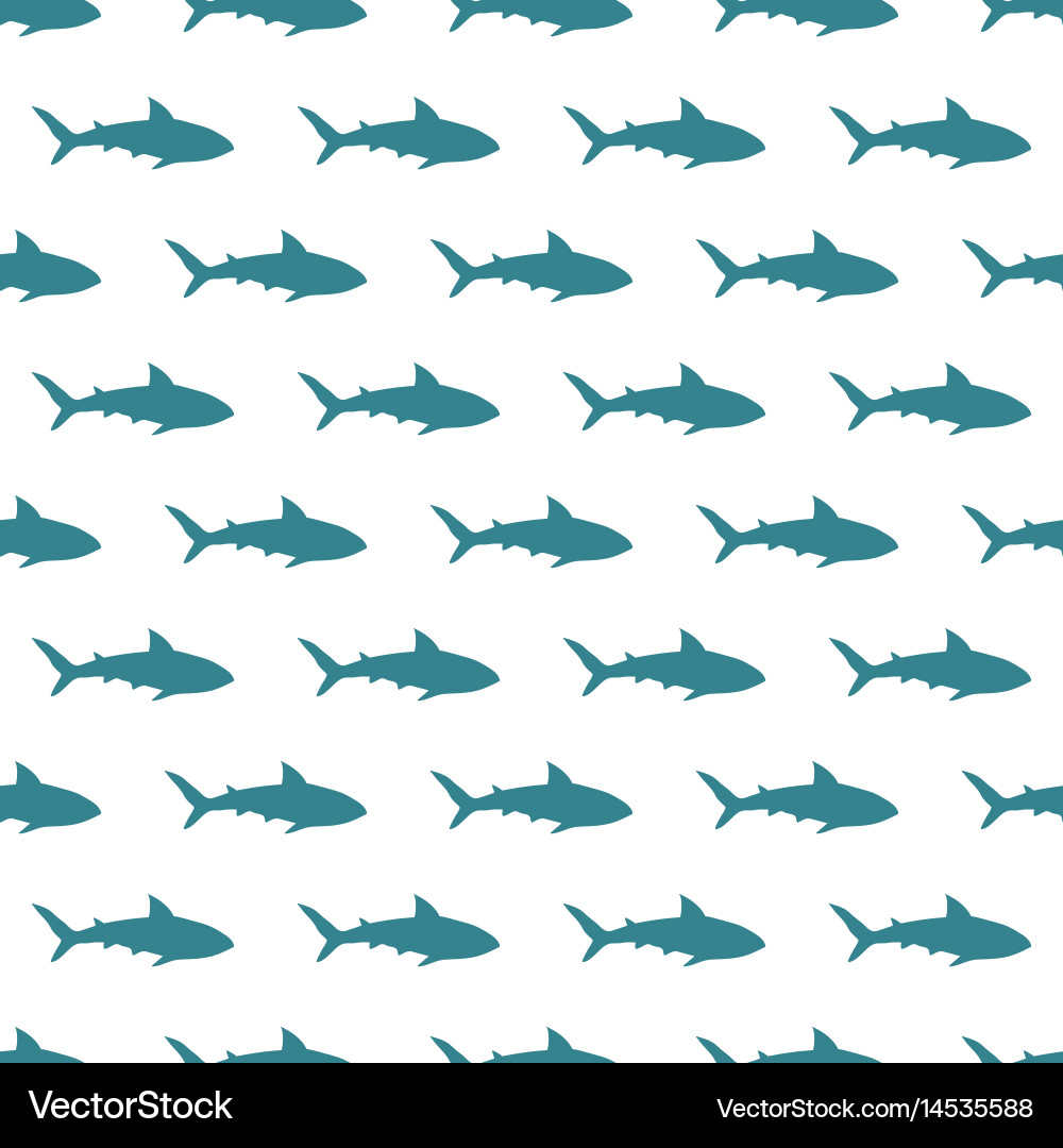Shark Seamless Pattern - White Background Vector Image