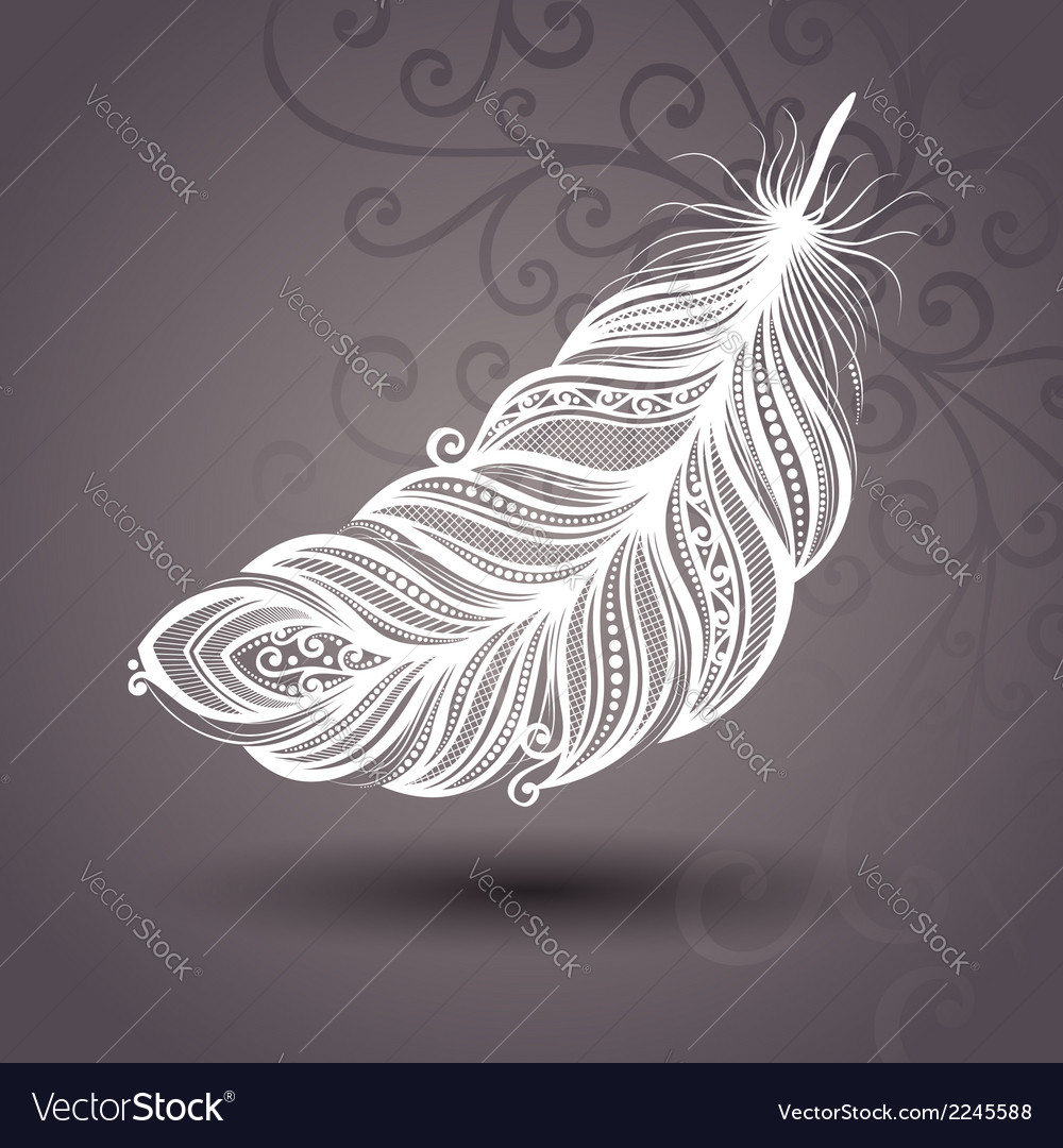 Template with feather in ornate background
