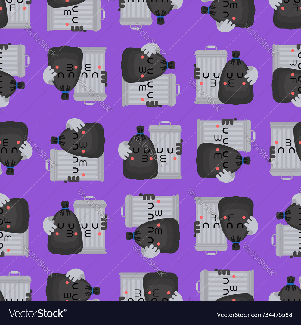Trashcan and garbage bag pattern seamless trash vector image Trashcan and garbage bag pattern seamless trash