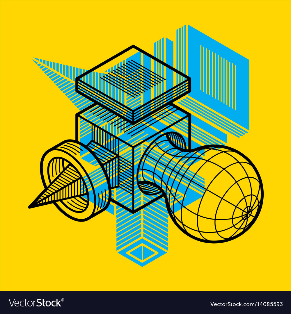 Abstract isometric dimensional shape made using