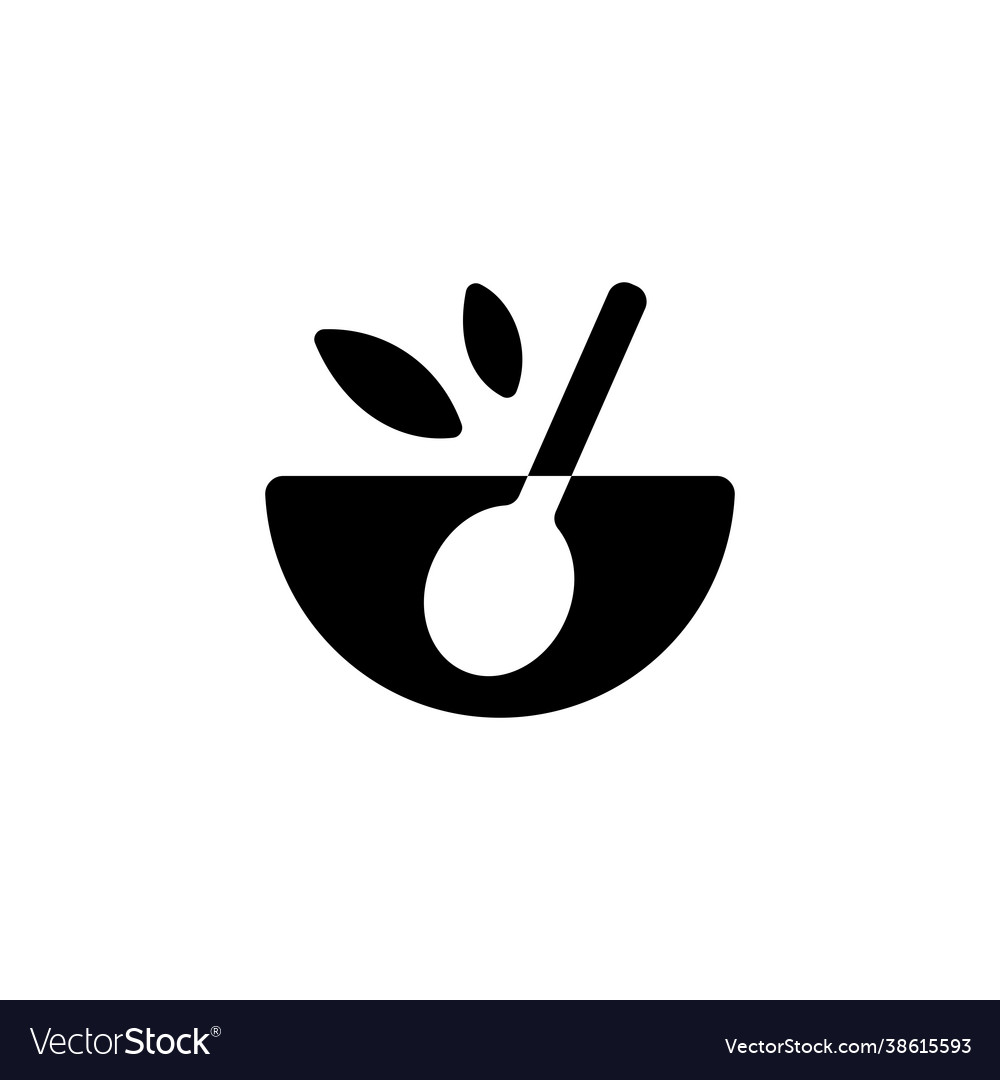 Bowl spoon leaf logo icon Royalty Free Vector Image