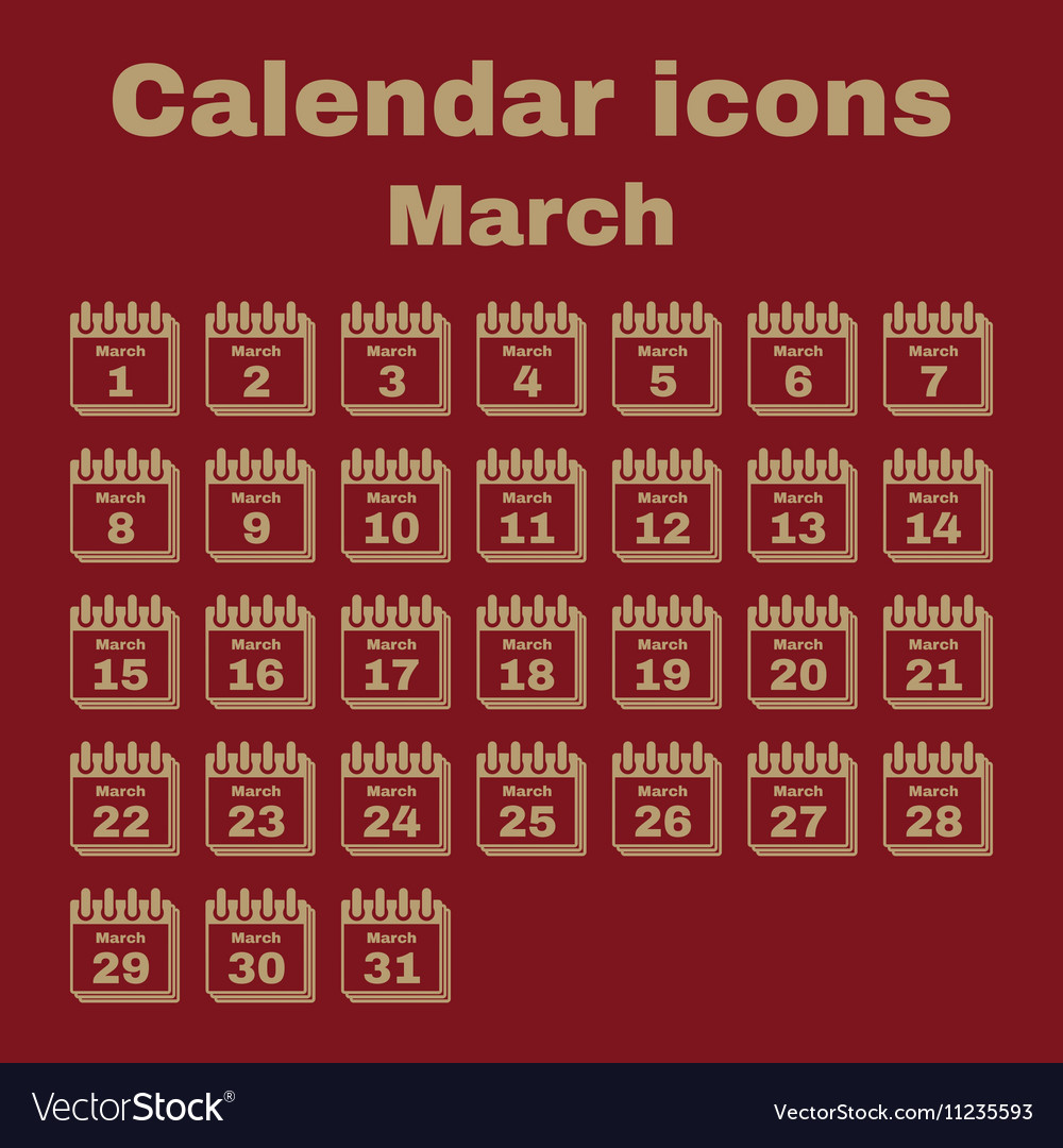 Calendar icon march symbol flat Royalty Free Vector Image