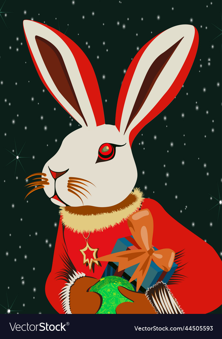 Cute christmas background with bunny and gifts