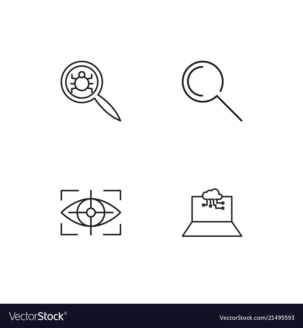 Cyber security linear icons set simple outline