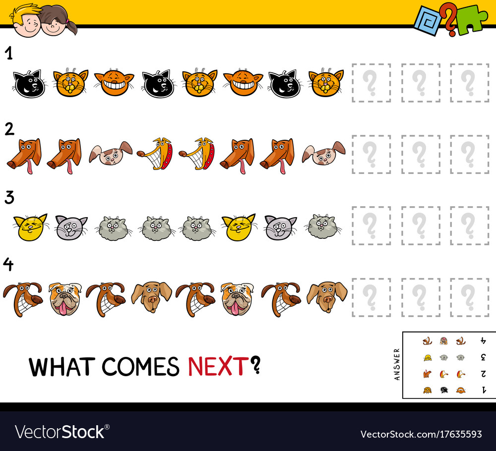 Educational finish the pattern game with pets Vector Image