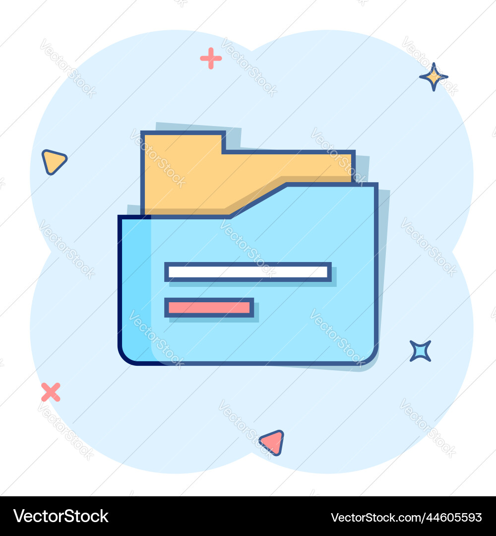 File folder icon in comic style documents archive Vector Image