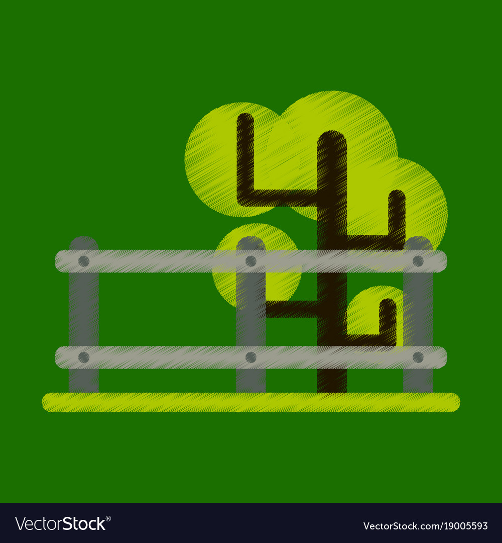 Flat icon in shading style fenced tree