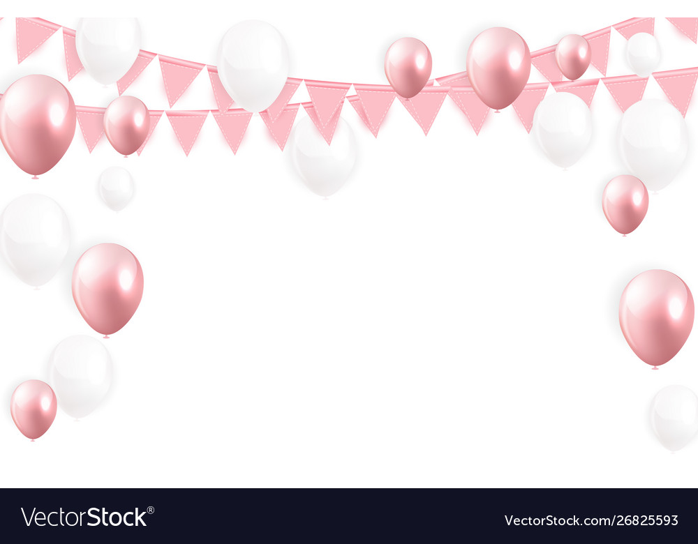 Glossy happy birthday balloons background Vector Image