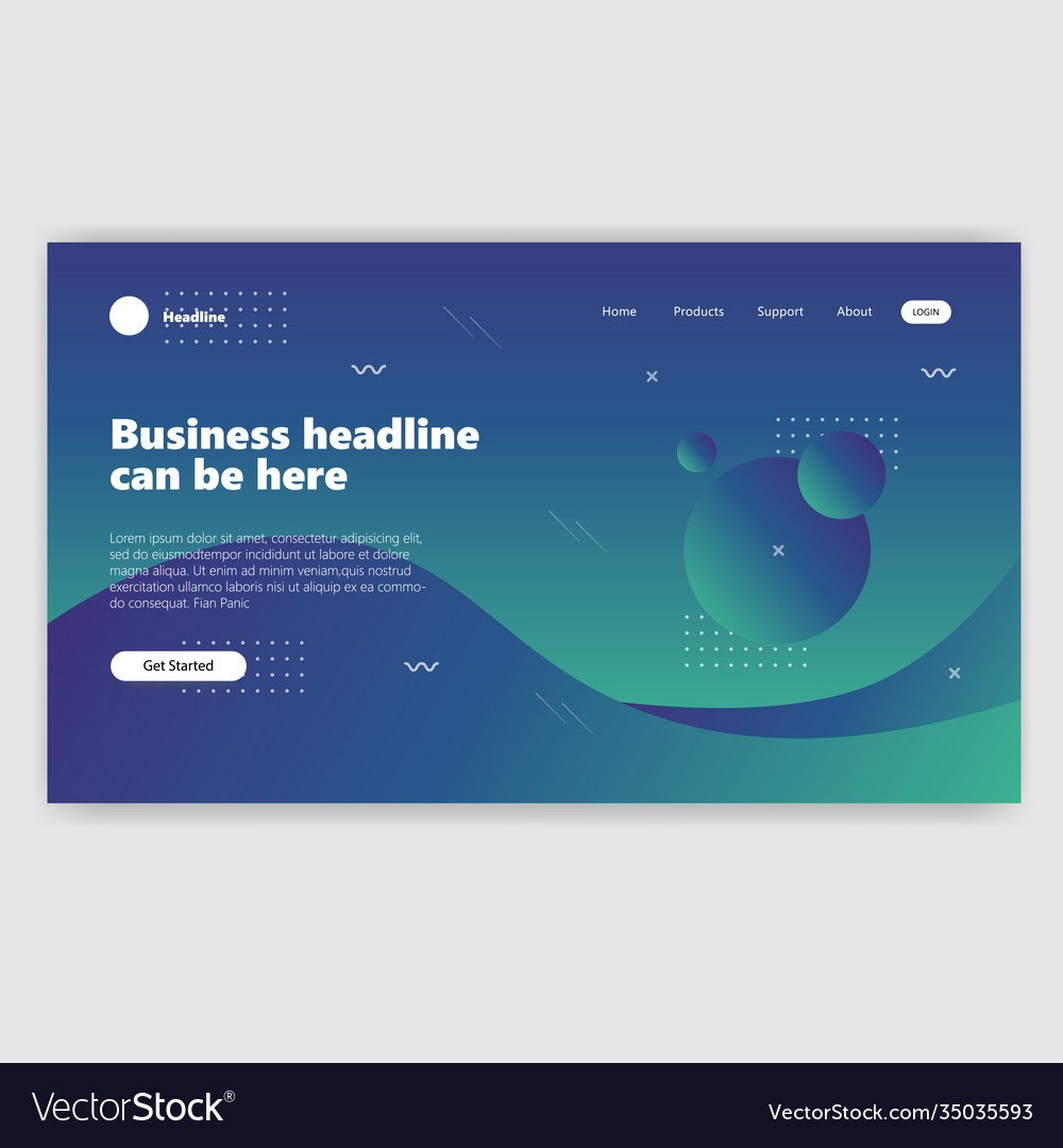 Landing page template with gradient modern webpage