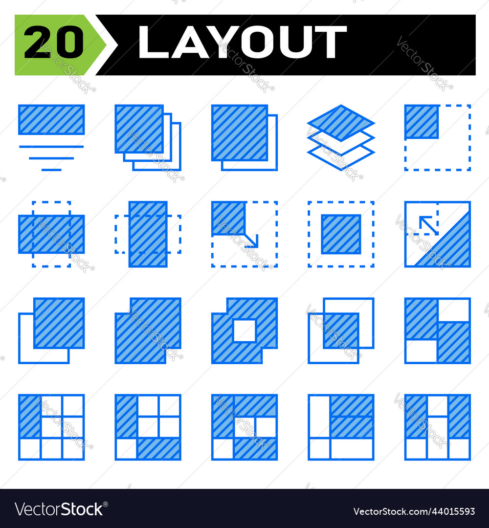 Layout icon set include grid dashboard vector image Layout icon set include grid dashboard