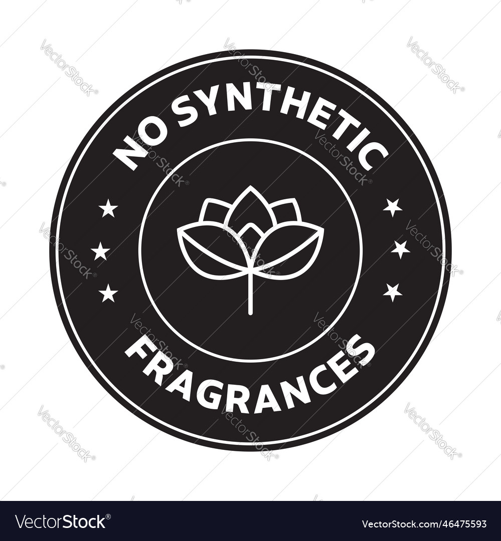No synthetic fragrances rounded icon with leafs Vector Image