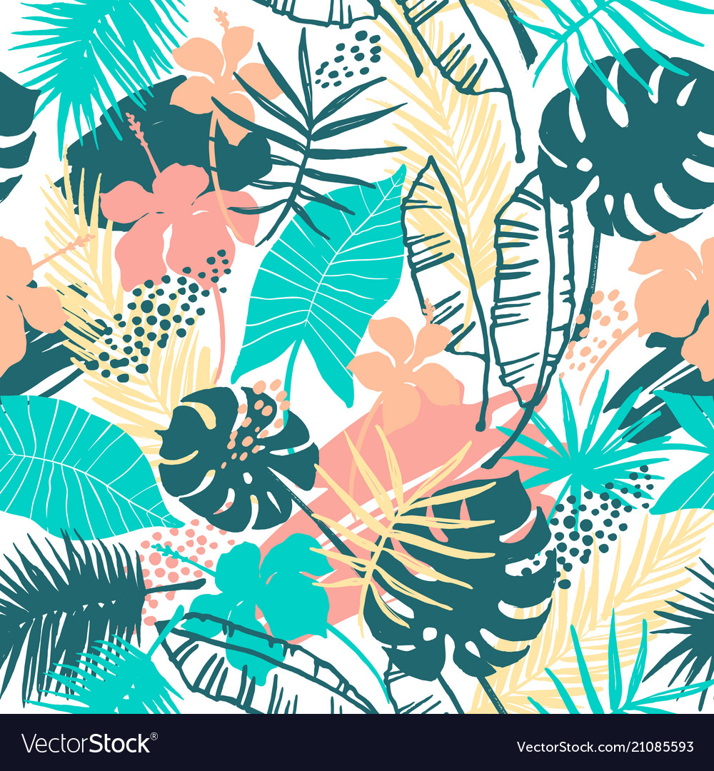 Seamless exotic pattern with tropical plants Vector Image