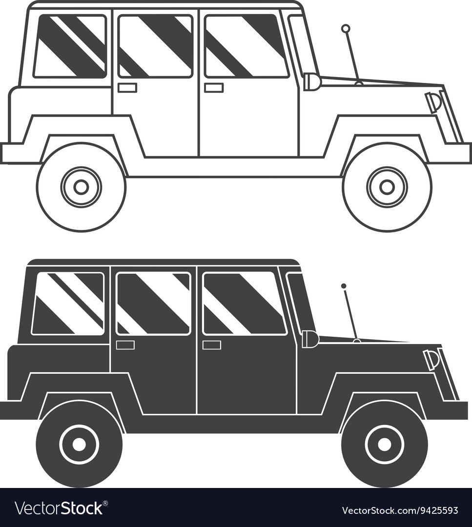 Suv jeep outline and thin line icon