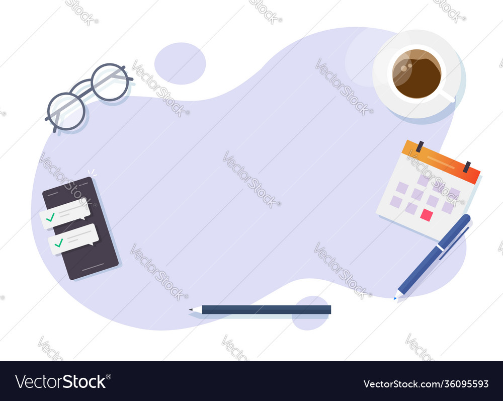 Workplace business table top view empty blank